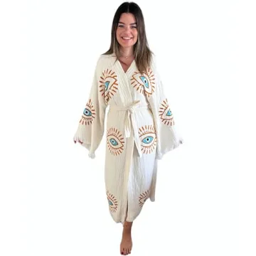 Handmade Evil Eye Kimono Women Beach Cover Up Festival