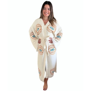 Handmade Evil Eye Kimono Women Beach Cover Up Festival