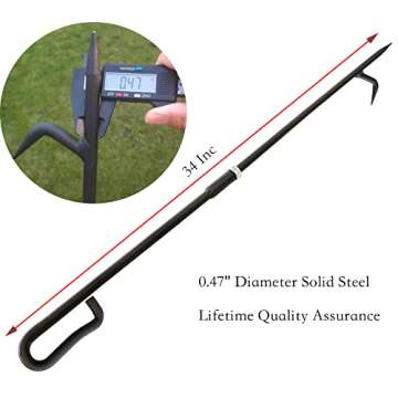 Fire Poker for Fire Pit. 34 Inc 2 Lb Heavy Duty Fireplace Poker Made of Diameter 0.47 Inc Solid Stee...