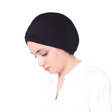 Silk Story Cotton Jersey Turban Hair Cover Under Scarf Shawl Hijab Cap Bonnet Cap Instant (Black)
