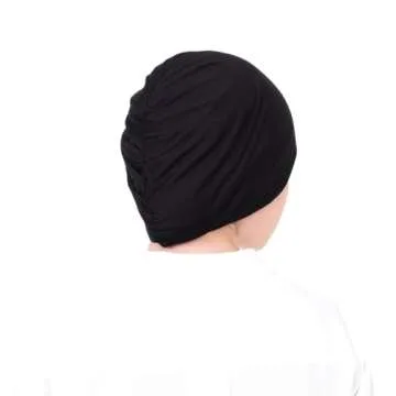Silk Story Cotton Jersey Turban Hair Cover Under Scarf Shawl Hijab Cap Bonnet Cap Instant (Black)