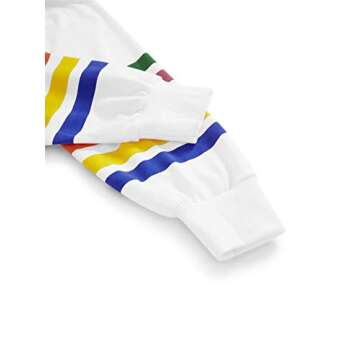 Romwe Women's Loose Casual Long Sleeve Rainbow Print Pullover Sweatshirt Top White S