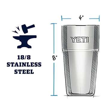 YETI Rambler 26 oz Stackable Cup, Vacuum Insulated, Stainless Steel with No Lid, White
