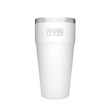 YETI Rambler 26 oz Stackable Cup, Vacuum Insulated, Stainless Steel with No Lid, White