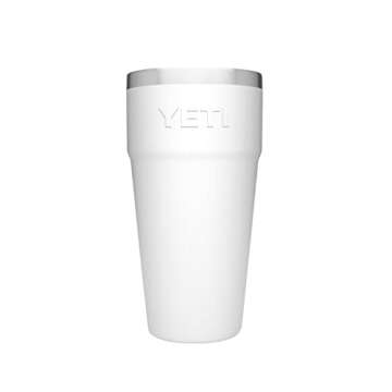 YETI Rambler 26 oz Stackable Cup, Vacuum Insulated, Stainless Steel with No Lid, White