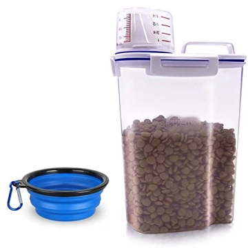 TIOVERY Dog Food Storage Container: Airtight & Portable Dispenser with Measuring Cup