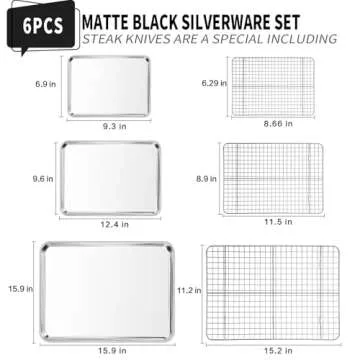 CEKEE Baking Sheet with Wire Rack Set of 6 (3 Cookie Sheets for baking + 3 Cooking Racks), Stainless...