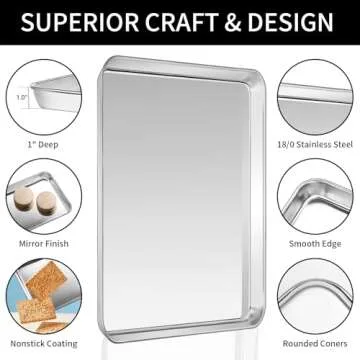 CEKEE Baking Sheet with Wire Rack Set of 6 (3 Cookie Sheets for baking + 3 Cooking Racks), Stainless Steel Stainless Steel Baking Pans Set with Cooling Rack - Heavy Duty & Dishwasher Safe