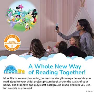 Moonlite Storytime Mini Projector with 4 Mickey Mouse and Friends Stories, A Magical Way to Read Together, Digital Storybooks, Fun Sound Effects, Learning Gifts for Kids Ages 1 and Up