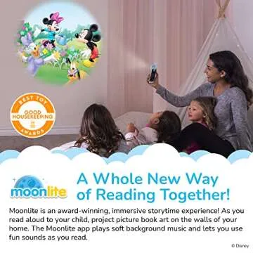 Moonlite Storytime Mini Projector with 4 Mickey Mouse and Friends Stories, A Magical Way to Read Together, Digital Storybooks, Fun Sound Effects, Learning Gifts for Kids Ages 1 and Up