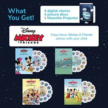 Moonlite Storytime Mini Projector with 4 Mickey Mouse and Friends Stories, A Magical Way to Read Together, Digital Storybooks, Fun Sound Effects, Learning Gifts for Kids Ages 1 and Up