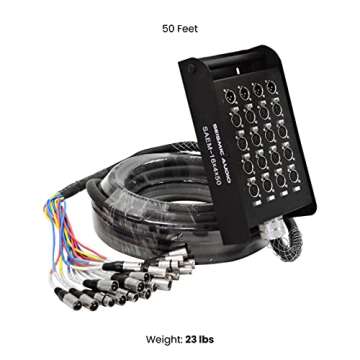 Seismic Audio - 16 Channel XLR SNAKE CABLE 50' long - 16 XLR sends and 4 XLR returns - Color Coded, ...