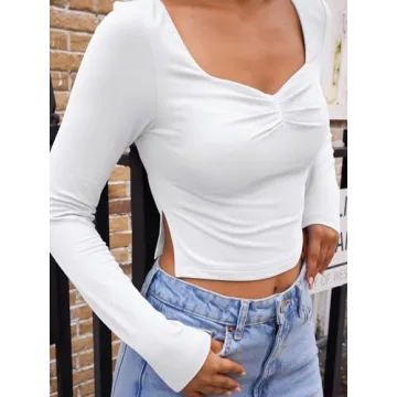 Trendy Queen Long Sleeve Crop Top - Cute Y2K Tee