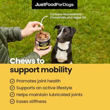 JustFoodForDogs Hip + Joint Soft Chews Mobility Supplement for Dogs with Glucosamine and Chondroitin...