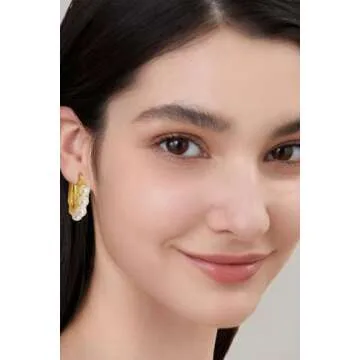 ABILITH Gold Pearl Earrings - Lightweight & Waterproof for Women