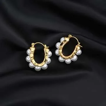 ABILITH Gold Pearl Earrings - Lightweight & Waterproof for Women