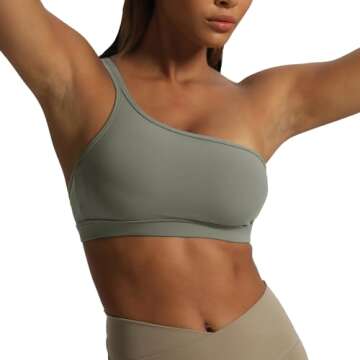 Aoxjox Women's Workout Sports Bras One Shoulder Astoria Asymmetrical Bra Fitness Training Gym Yoga C...