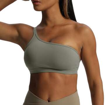 Aoxjox Women's Workout Sports Bras One Shoulder Astoria Asymmetrical Bra Fitness Training Gym Yoga Crop Tank Top (Grey, Small)