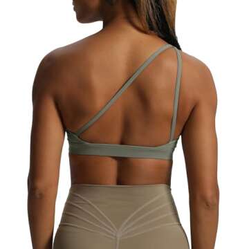 Aoxjox Women's Workout Sports Bras One Shoulder Astoria Asymmetrical Bra Fitness Training Gym Yoga Crop Tank Top (Grey, Small)