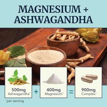 Magnesium Ashwagandha | Calming Magnesium Supplement for Adults | Relax, Rest, Calm Mood & Sleep Sup...