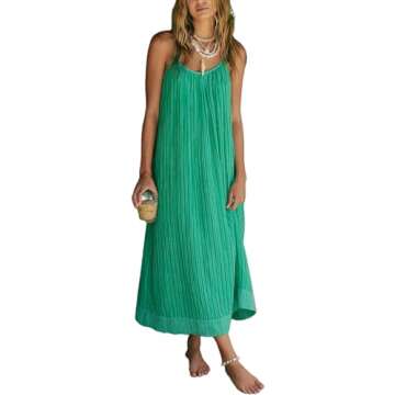 Striped Maxi Dress for Women Y2k Summer Long Flowy Beach Dress Boho Spaghetti Strap Backless Swing M...