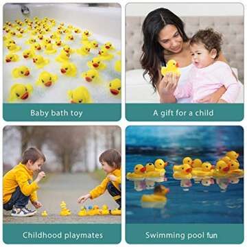 Rubber Duck Bath Toys 50PCS Mini Ducks Bulk for Kids Baby Shower Decorations Birthday Party Favors Gift Classroom Summer Beach Pool Activity Carnival Game