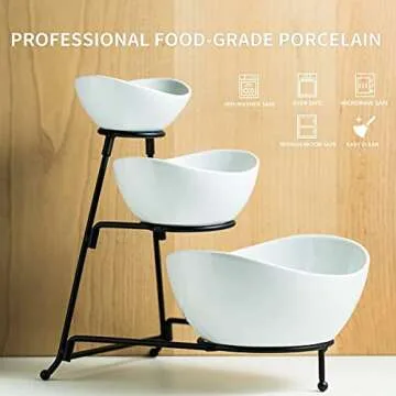 YHOSSEUN 3 Tier Serving Stand with Oval Bowls Set