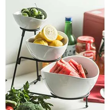 YHOSSEUN 3 Tier Serving Stand with Oval Bowls Set