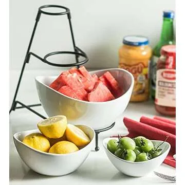 YHOSSEUN 3 Tier Serving Stand with Oval Bowls Set