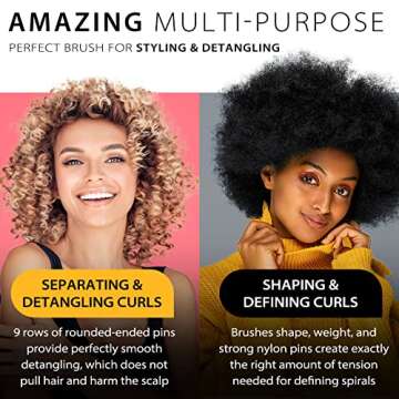 Hair Brush for Women Men Curly Wet or Dry Hair Classic Detangling Brushes 9 Row for Natural Thick Ha...