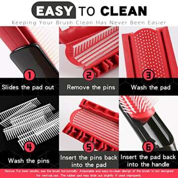 Hair Brush for Women Men Curly Wet or Dry Hair Classic Detangling Brushes 9 Row for Natural Thick Hair, Blow Styling Separating, Shaping Defining Curls Tools Travel Bristle Black Hairbrush