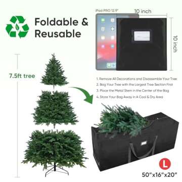 BALEINE 7.5ft Heavy Duty Christmas Tree Storage Bag