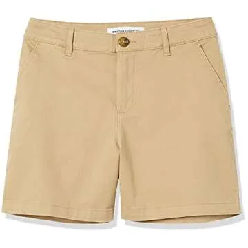 Mid-Rise Slim-Fit Khaki Shorts for Women
