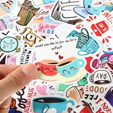 100 Pieces Cute Coffee Stickers for Water Bottles Love Coffee Time Vinyl Waterproof Stickers Laptop Stickers for Teens Adults Water Bottles Bicycle Skateboard Luggage Decals Coffee Cup Sticker