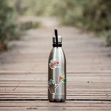 100 Pieces Cute Coffee Stickers for Water Bottles Love Coffee Time Vinyl Waterproof Stickers Laptop Stickers for Teens Adults Water Bottles Bicycle Skateboard Luggage Decals Coffee Cup Sticker