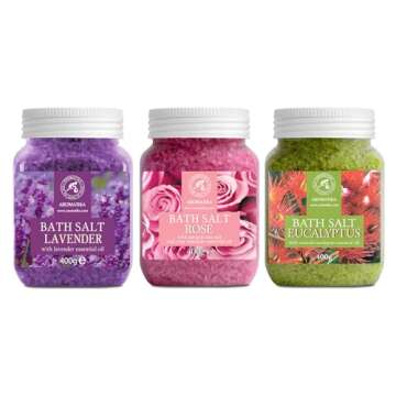 Bath Salts Set 42 Oz - Lavender, Rose, Eucalyptus - Natural Relaxation and Beauty