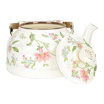 Elegant DOITOOL Vintage Enamel Tea Kettle - 2.5L Large Teapot for Stovetop