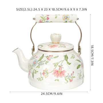Vintage Enamel Teapot 2.5L - Stylish Stovetop Kettle