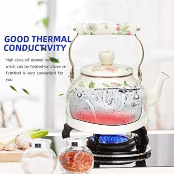 Vintage Enamel Teapot 2.5L - Stylish Stovetop Kettle