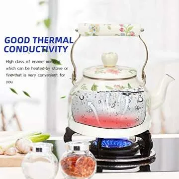 Vintage Enamel Teapot 2.5L - Stylish Stovetop Kettle