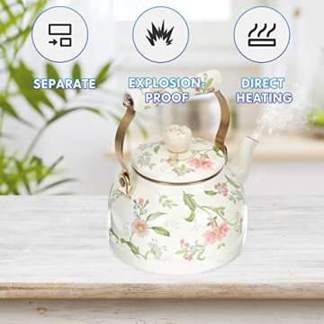 Vintage Enamel Teapot 2.5L - Stylish Stovetop Kettle