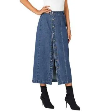 KIFOVEN Women's Casual Slit Jean Midi Skirt High Waist