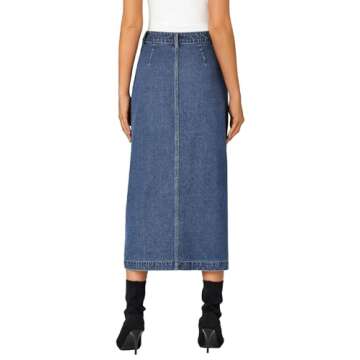 KIFOVEN Women's Casual Slit Jean Midi Skirt High Waist