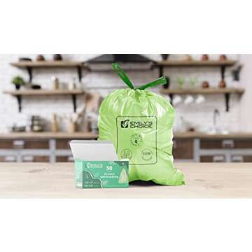 Emily's Choice Biodegradable Trash Bag Code Q (50 count), Heavy Duty Tall Trash Bag compatible with ...