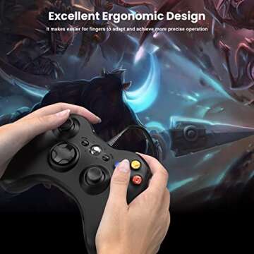 YCCSKY Xbox 360 Wired Controller for PC, Windows 7/8/10, Black, 7.2ft USB Cable