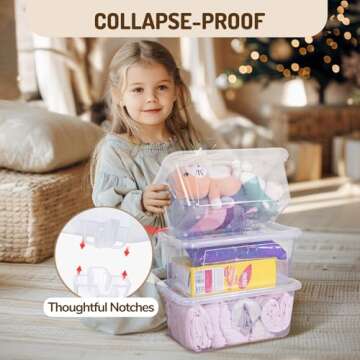 GAMENOTE Clear Plastic Storage Bins with Lids,Stackable Containers for Classroom,Toy Storage Organizer, 5 Qt 6 Pack Small Tubs,Tote Box for Kids Playroom,Sorting(12×7.2×5.1 in)