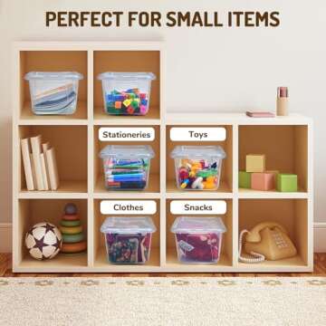 GAMENOTE Clear Plastic Storage Bins with Lids,Stackable Containers for Classroom,Toy Storage Organizer, 5 Qt 6 Pack Small Tubs,Tote Box for Kids Playroom,Sorting(12×7.2×5.1 in)