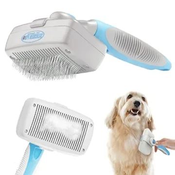 The Pet Portal Self Cleaning Dog Brush for Shedding Slicker Brush Cat Long Haired Pet Brush Grooming...