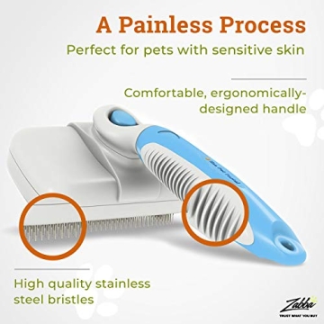 The Pet Portal Self Cleaning Dog Brush for Shedding Slicker Brush Cat Long Haired Pet Brush Grooming Deshedding Supplies - Small Pets White