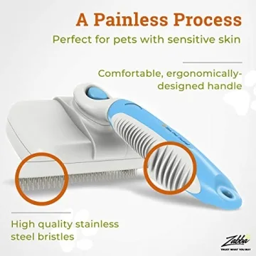 The Pet Portal Self Cleaning Dog Brush for Shedding Slicker Brush Cat Long Haired Pet Brush Grooming Deshedding Supplies - Small Pets White